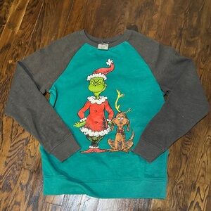 Dr. Seuss Grinch and Max Men's Crewneck Sweater - Green and Gray